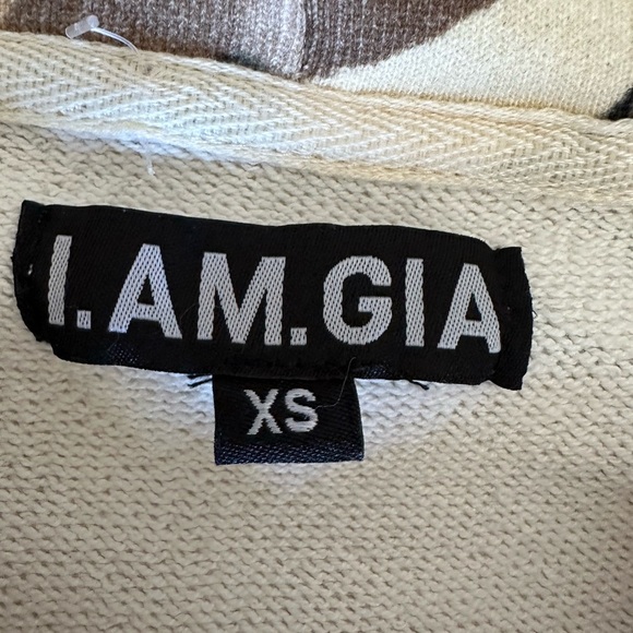 I AM GIA EMBROIDERED BROWN BLACK CREAM CAMOUFLAGE CROPPED SWEATSHIRT XS, Boho - Picture 4 of 9